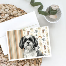 Load image into Gallery viewer, Black and White Shih Tzu Coffee Bar Greeting Cards Pack of 8