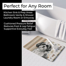 Load image into Gallery viewer, Black and White Shih Tzu Coffee Bar Memory Foam Kitchen Mat