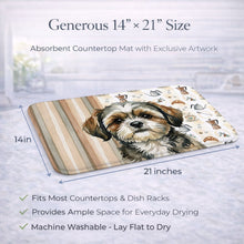 Load image into Gallery viewer, Brindle Shih Tzu Coffee Bar Dish Drying Mat
