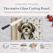 Load image into Gallery viewer, Brindle Shih Tzu Coffee Bar Glass Cutting Board