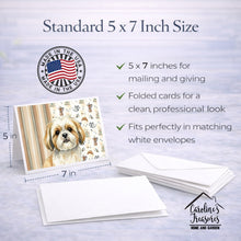 Load image into Gallery viewer, Gold and White Shih Tzu Coffee Bar Greeting Cards Pack of 8