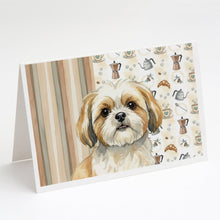 Load image into Gallery viewer, Gold and White Shih Tzu Coffee Bar Greeting Cards Pack of 8