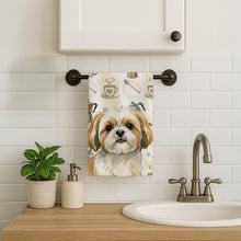 Load image into Gallery viewer, Gold and White Shih Tzu Coffee Bar Kitchen Towel