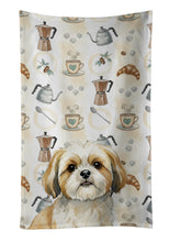 Load image into Gallery viewer, Gold and White Shih Tzu Coffee Bar Kitchen Towel