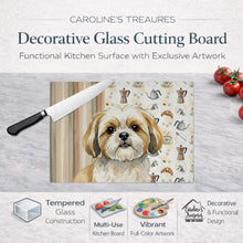 Load image into Gallery viewer, Gold and White Shih Tzu Coffee Bar Glass Cutting Board
