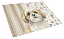 Load image into Gallery viewer, Gold and White Shih Tzu Coffee Bar Glass Cutting Board