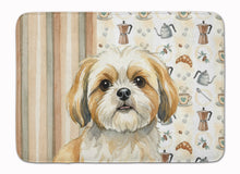 Load image into Gallery viewer, Gold and White Shih Tzu Coffee Bar Memory Foam Kitchen Mat