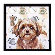 Load image into Gallery viewer, Liver Shih Tzu Coffee Bar Framed Metal Print