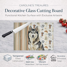 Load image into Gallery viewer, Agouti Siberian Husky Coffee Bar Glass Cutting Board