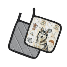 Load image into Gallery viewer, Agouti Siberian Husky Coffee Bar Pair of Pot Holders