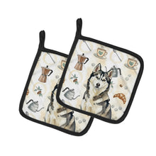 Load image into Gallery viewer, Agouti Siberian Husky Coffee Bar Pair of Pot Holders