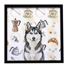 Load image into Gallery viewer, Siberian Husky Coffee Bar Framed Metal Print