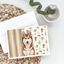 Load image into Gallery viewer, Red and White Siberian Husky Coffee Bar Greeting Cards Pack of 8