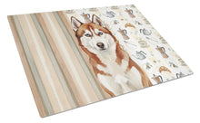 Load image into Gallery viewer, Red and White Siberian Husky Coffee Bar Glass Cutting Board