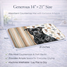 Load image into Gallery viewer, Black Staffordshire Bull Terrier Coffee Bar Dish Drying Mat
