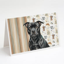 Load image into Gallery viewer, Black Staffordshire Bull Terrier Coffee Bar Greeting Cards Pack of 8