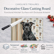 Load image into Gallery viewer, Black Staffordshire Bull Terrier Coffee Bar Glass Cutting Board