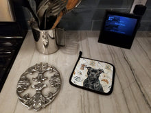 Load image into Gallery viewer, Black Staffordshire Bull Terrier Coffee Bar Pair of Pot Holders