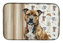 Load image into Gallery viewer, Brindle Staffordshire Bull Terrier Coffee Bar Dish Drying Mat