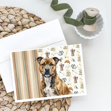 Load image into Gallery viewer, Brindle Staffordshire Bull Terrier Coffee Bar Greeting Cards Pack of 8