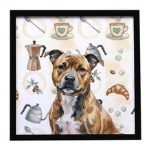 Load image into Gallery viewer, Brindle Staffordshire Bull Terrier Coffee Bar Framed Metal Print