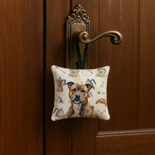 Load image into Gallery viewer, Brindle Staffordshire Bull Terrier Coffee Bar Hanging Square Fabric Ornament 3.5 × 3.5