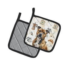 Load image into Gallery viewer, Brindle Staffordshire Bull Terrier Coffee Bar Pair of Pot Holders
