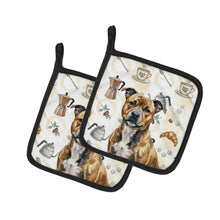 Load image into Gallery viewer, Brindle Staffordshire Bull Terrier Coffee Bar Pair of Pot Holders