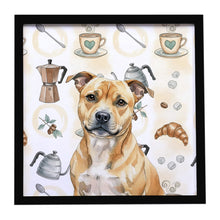 Load image into Gallery viewer, Fawn Staffordshire Bull Terrier Coffee Bar Framed Metal Print
