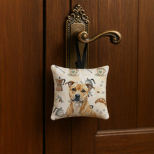 Load image into Gallery viewer, Fawn Staffordshire Bull Terrier Coffee Bar Hanging Square Fabric Ornament 3.5 × 3.5