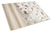 Load image into Gallery viewer, White Staffordshire Bull Terrier Coffee Bar Glass Cutting Board