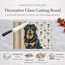 Load image into Gallery viewer, Black and Tan Tibetan Mastiff Coffee Bar Glass Cutting Board