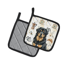 Load image into Gallery viewer, Black and Tan Tibetan Mastiff Coffee Bar Pair of Pot Holders