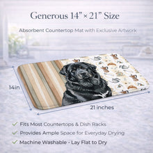 Load image into Gallery viewer, Black Tibetan Mastiff Coffee Bar Dish Drying Mat