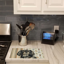 Load image into Gallery viewer, Black and Tan Tibetan Spaniel Coffee Bar Glass Cutting Board