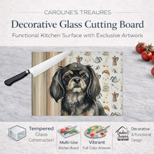 Load image into Gallery viewer, Black and Tan Tibetan Spaniel Coffee Bar Glass Cutting Board