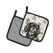 Load image into Gallery viewer, Black and Tan Tibetan Spaniel Coffee Bar Pair of Pot Holders