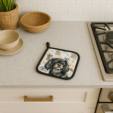 Load image into Gallery viewer, Black and Tan Tibetan Spaniel Coffee Bar Pair of Pot Holders
