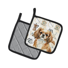 Load image into Gallery viewer, Tibetan Spaniel Coffee Bar Pair of Pot Holders