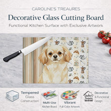 Load image into Gallery viewer, Cream Tibetan Spaniel Coffee Bar Glass Cutting Board