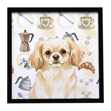 Load image into Gallery viewer, Cream Tibetan Spaniel Coffee Bar Framed Metal Print