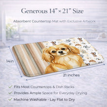 Load image into Gallery viewer, Gold Tibetan Spaniel Coffee Bar Dish Drying Mat