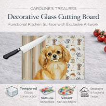 Load image into Gallery viewer, Gold Tibetan Spaniel Coffee Bar Glass Cutting Board