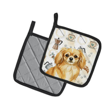 Load image into Gallery viewer, Gold Tibetan Spaniel Coffee Bar Pair of Pot Holders