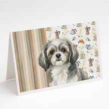 Load image into Gallery viewer, Grey and White Tibetan Spaniel Coffee Bar Greeting Cards Pack of 8