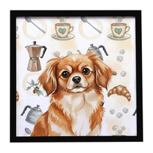 Load image into Gallery viewer, Red Tibetan Spaniel Coffee Bar Framed Metal Print