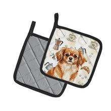 Load image into Gallery viewer, Red Tibetan Spaniel Coffee Bar Pair of Pot Holders