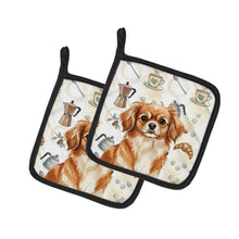 Load image into Gallery viewer, Red Tibetan Spaniel Coffee Bar Pair of Pot Holders