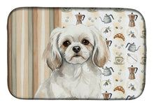 Load image into Gallery viewer, White Tibetan Spaniel Coffee Bar Dish Drying Mat