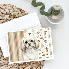 Load image into Gallery viewer, White Tibetan Spaniel Coffee Bar Greeting Cards Pack of 8